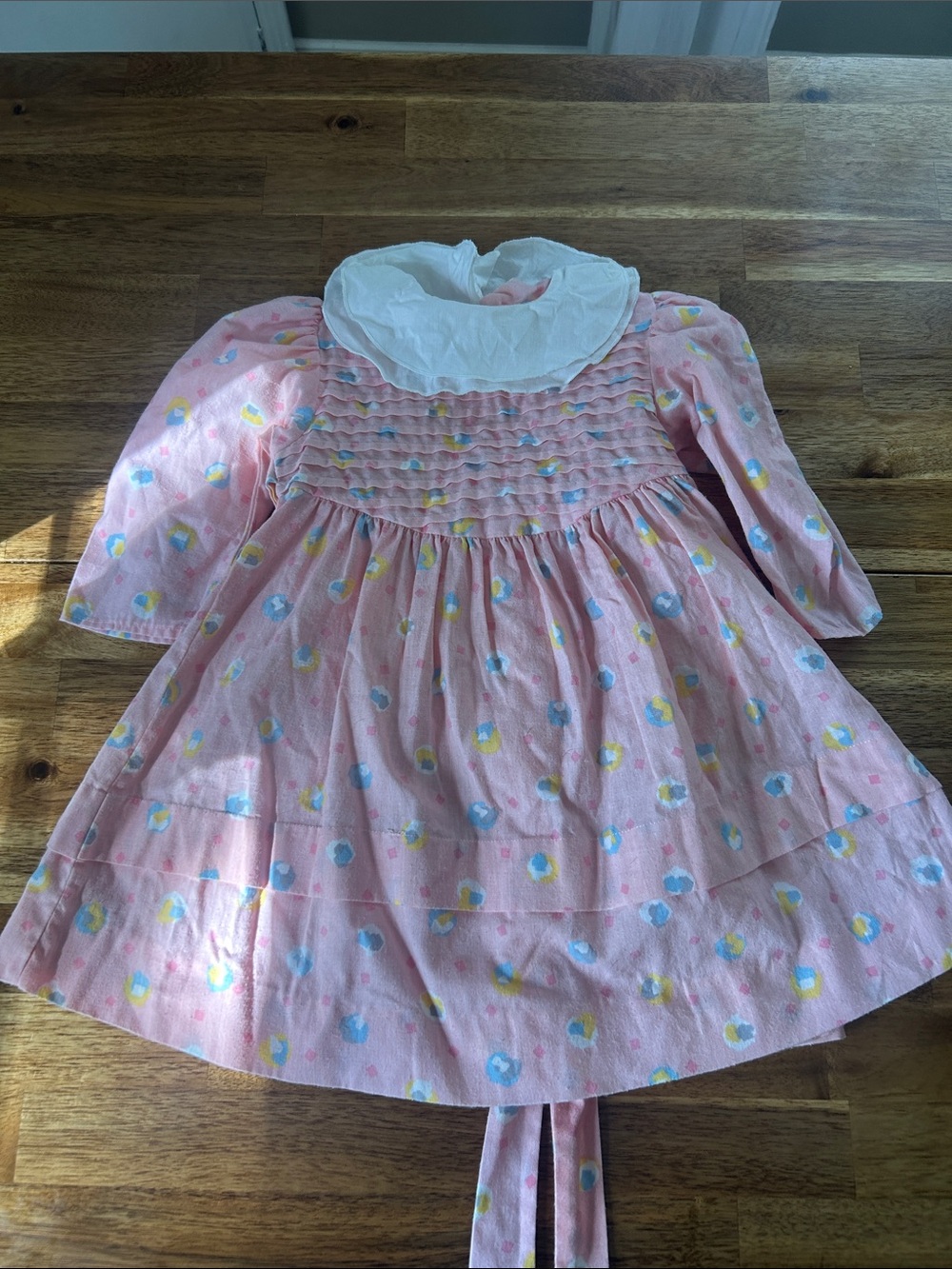 Pink Vintage Baby Dress with Ruffled Collar